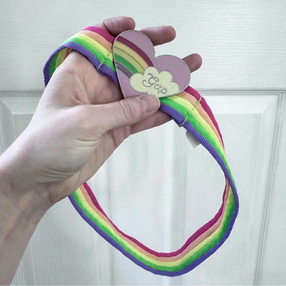 Vintage Gap Kids Rainbow Belt with Heart Buckle Sz 12